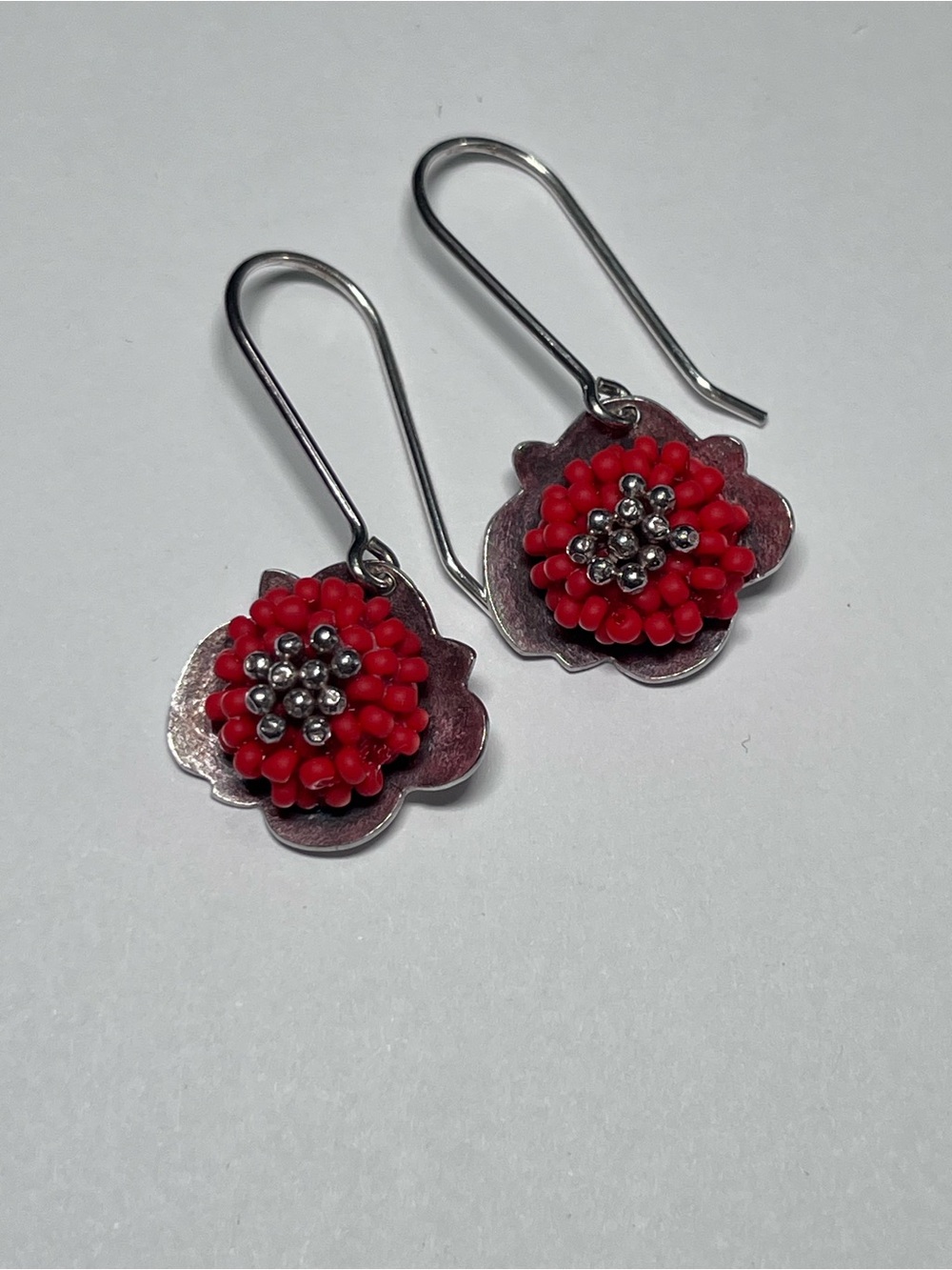 Claudia Fajardo Pistil Earrings Red Flower Bead Drop Earrings - Women Jewelry
